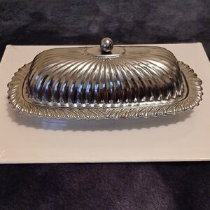 Vintage Silver-Plated Covered Butter Dish